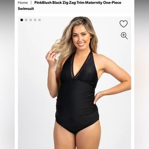 PinkBlush Black Zig Zag Trim Maternity One-Piece Swimsuit